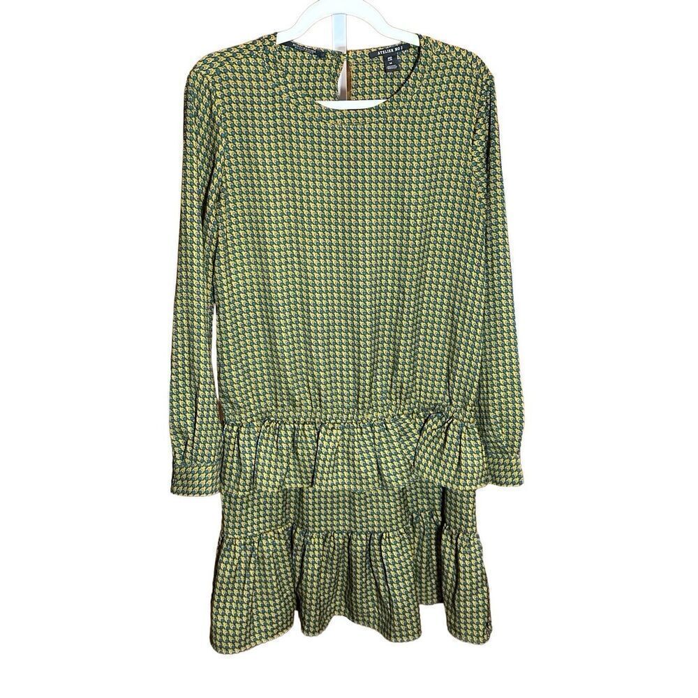 Scotch & Soda Maison Scotch Atelier No 2 Amsterdam green geometric long sleeve t